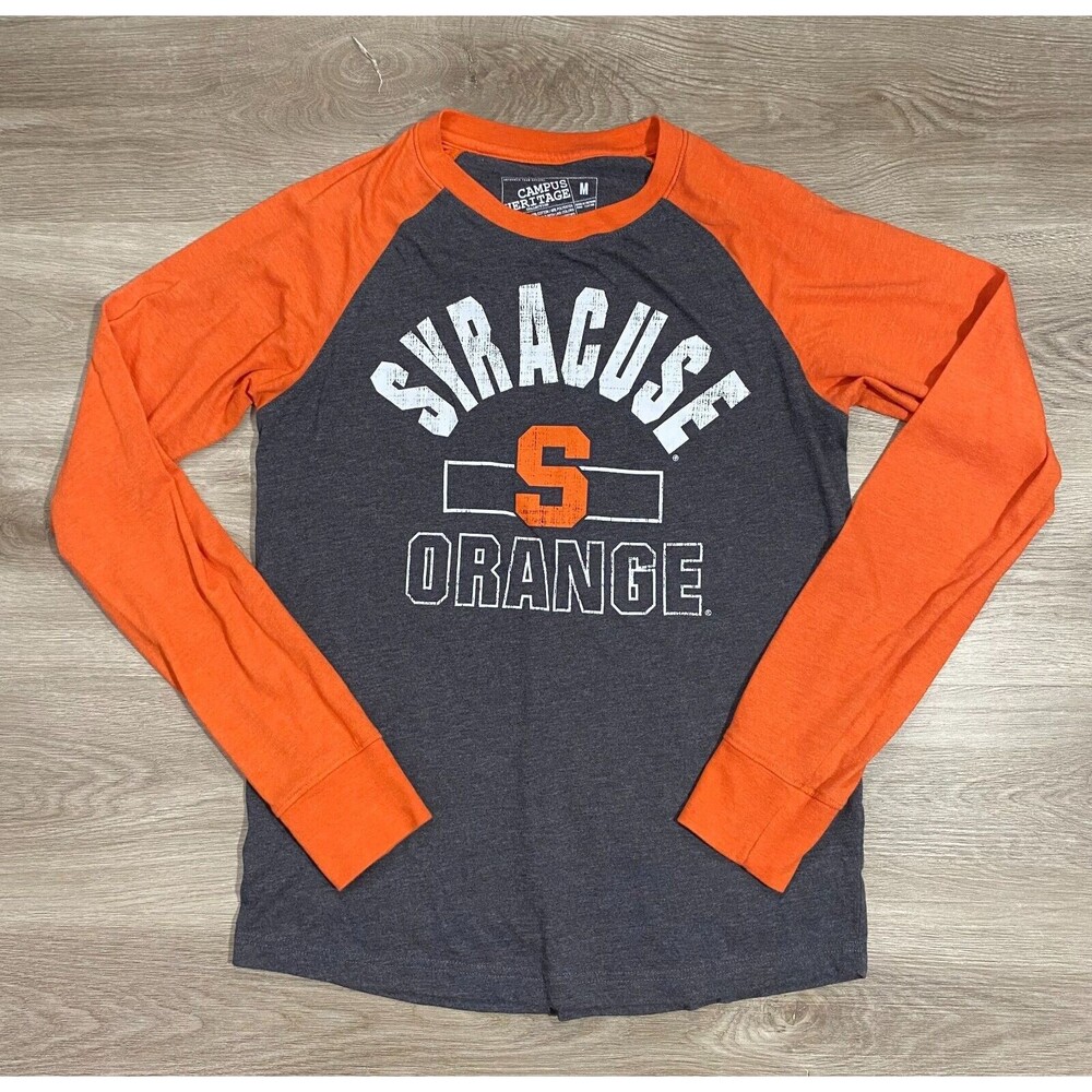 Syracuse University Mens Shirt Medium Orange Gray Long Sleeve Campus Heritage